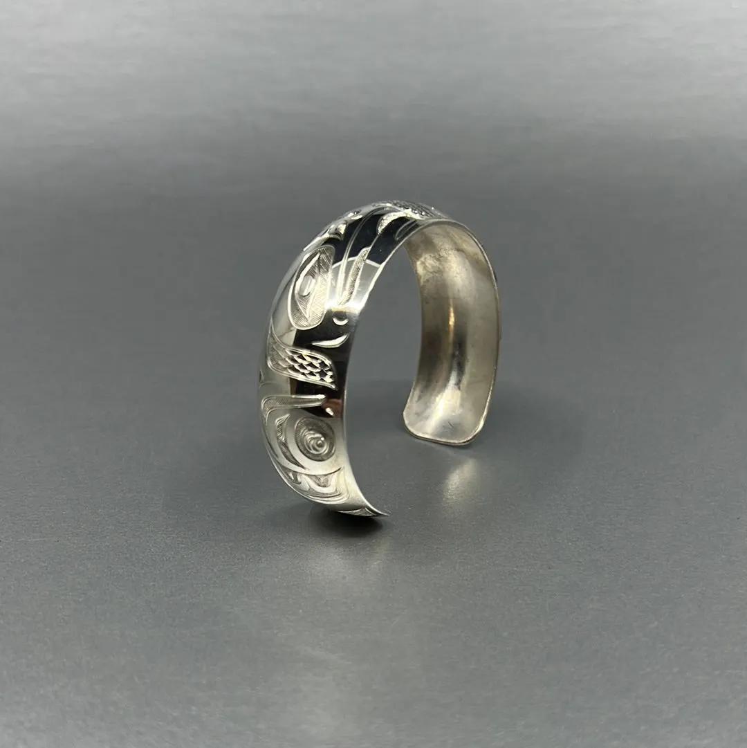 Bracelet - N.Galanin; Silver, "Eagle-Salmon", 3/4"
