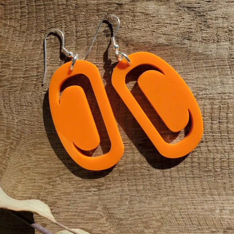 Copper Canoe Woman Earrings Small Ovoid Crescent
