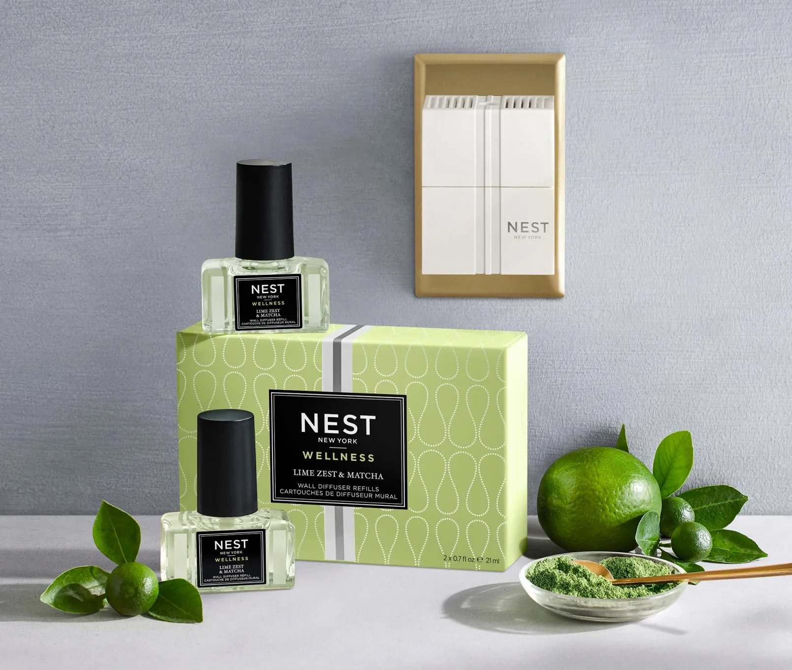 Lime Zest & Matcha Refills for Wall Diffuser Nest New York