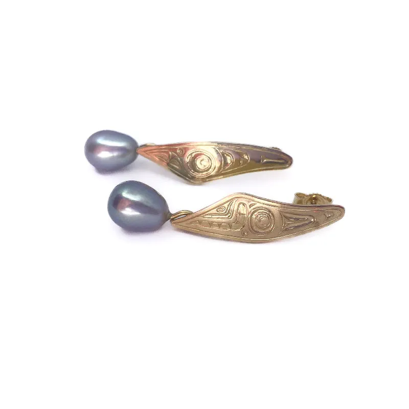Morgan Asoyuf Earrings Gold "Mouse Woman" Pearl Drop