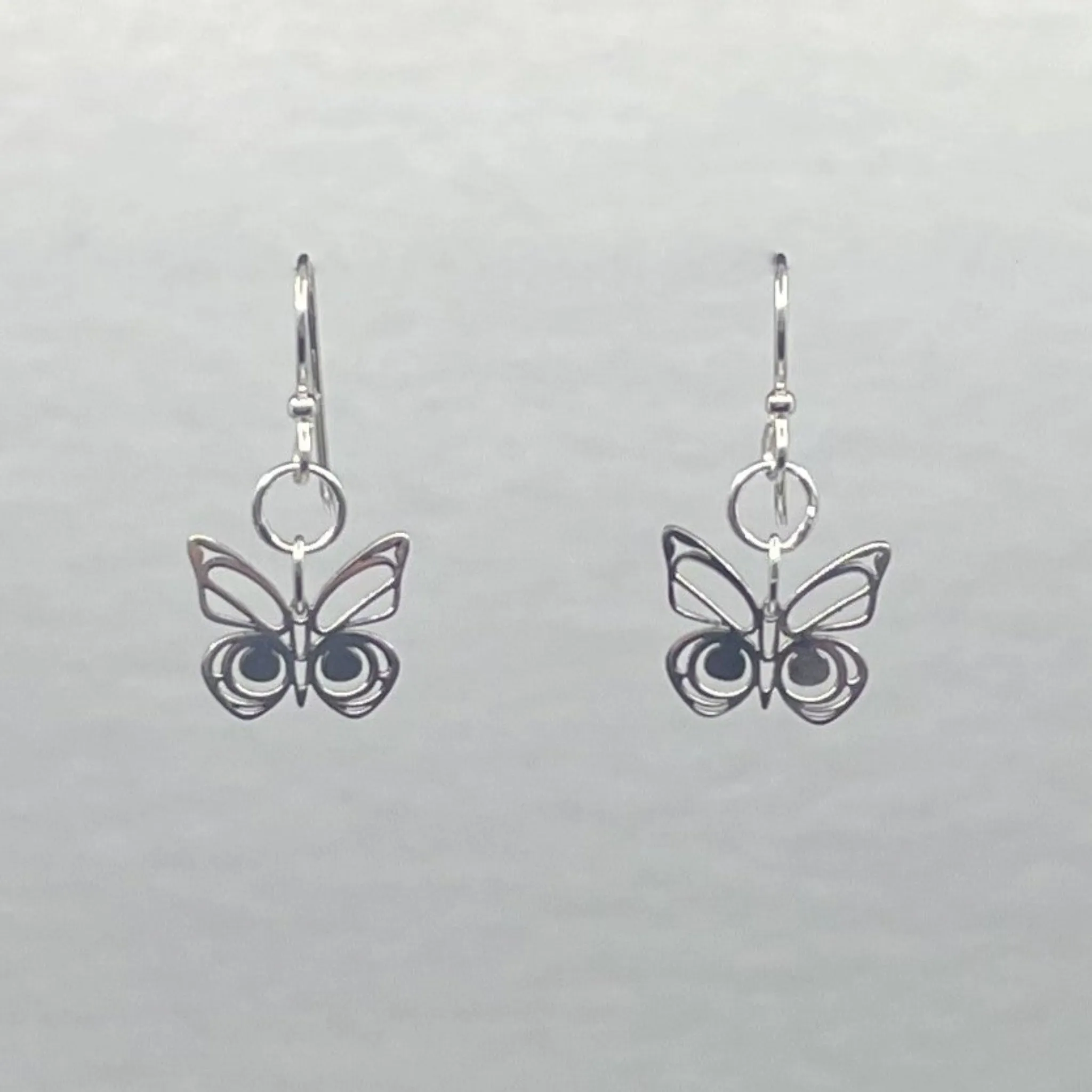 Morgan Asoyuf Earrings Mini Silver Butterfly Hooks