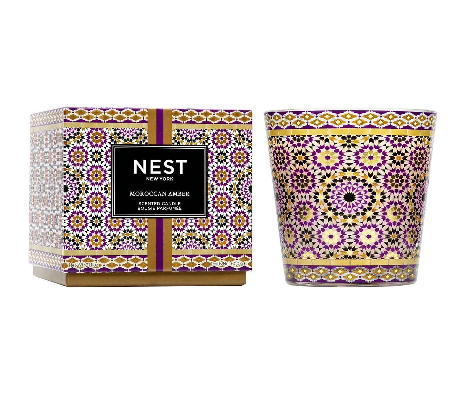 Moroccan Amber Decorative 3-Wick Candle Nest New York