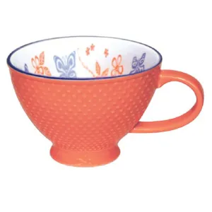 Porcelain Art Mug - Butterfly and Wild Rose