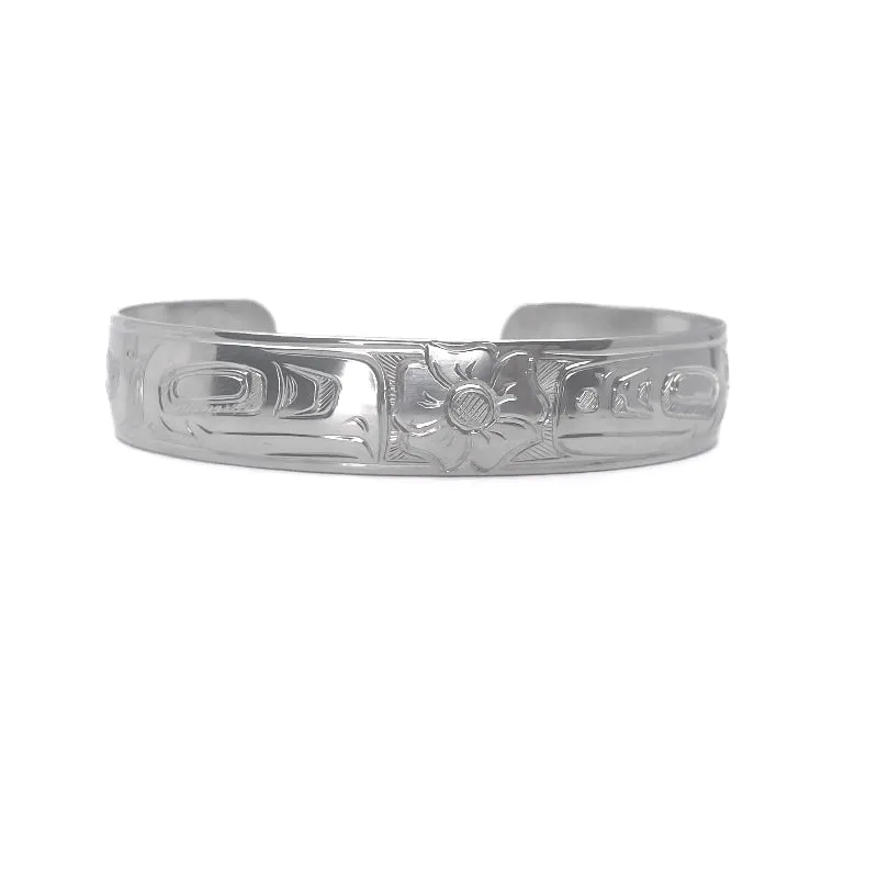 Samuel Sheakley Bracelet 1/2" Silver (Lovebirds with Sitka Rose)
