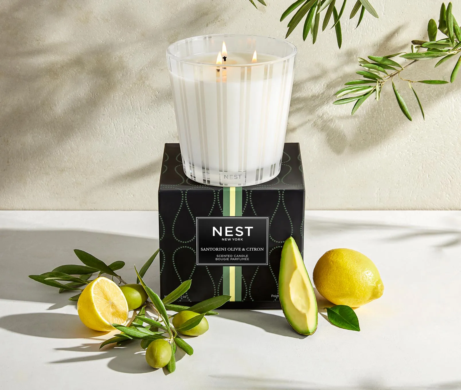 Santorini Olive & Citron 3-Wick Candle Nest New York