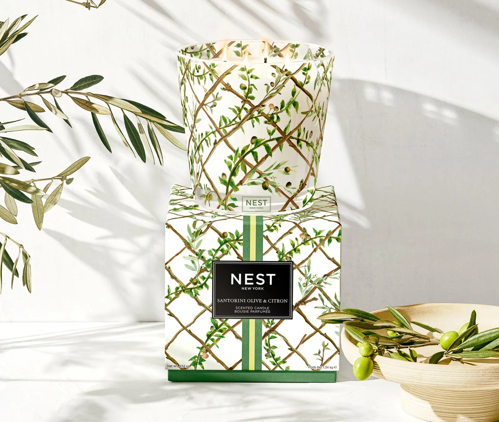 Santorini Olive & Citron Decorative Luxury Candle Nest New York