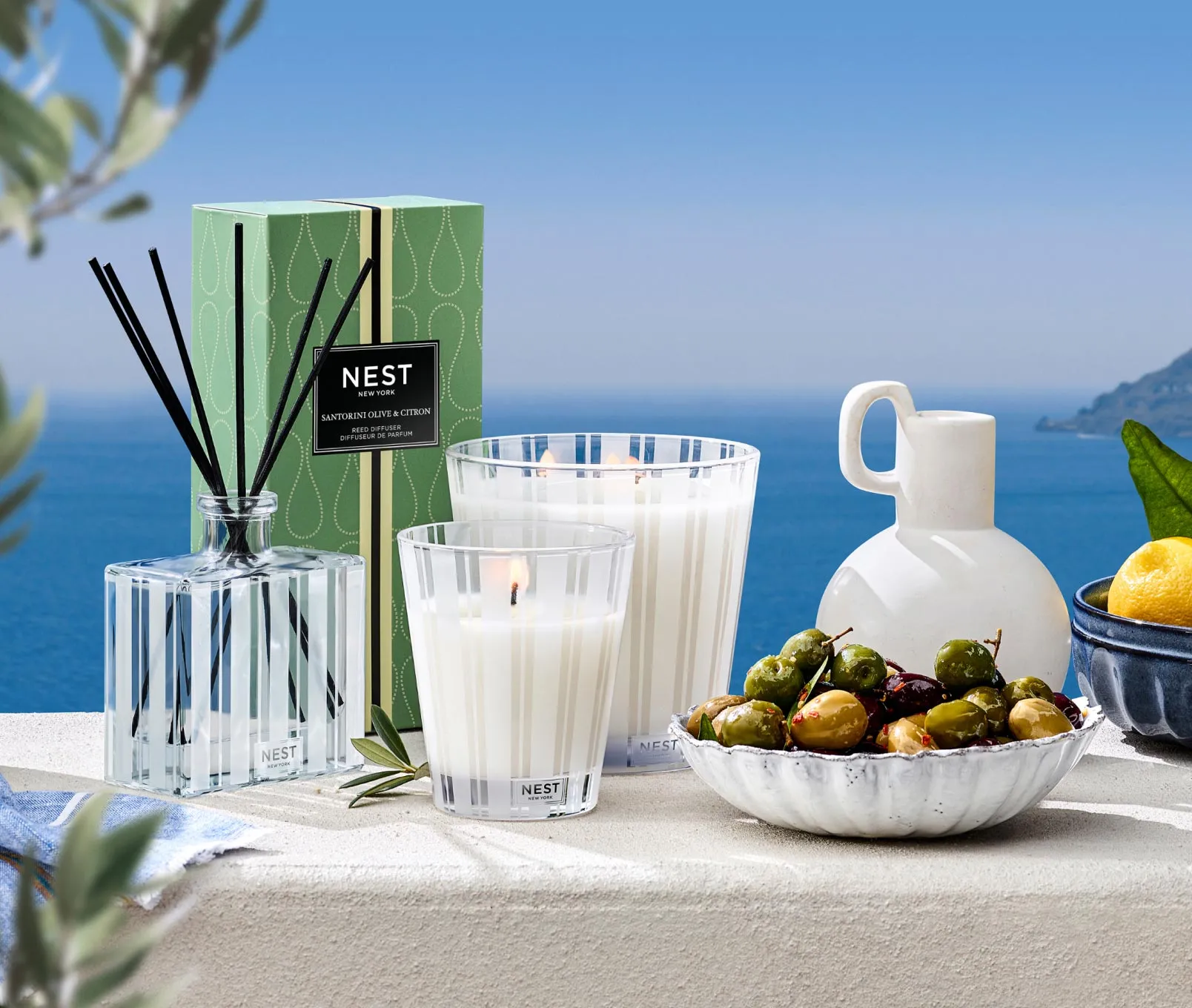 Santorini Olive & Citron Reed Diffuser Nest New York