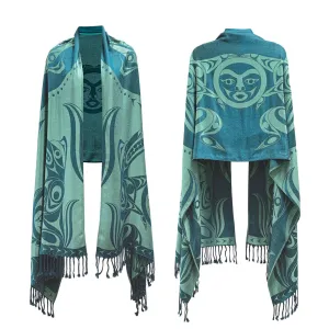 Shawl - Wolves and Full Moon