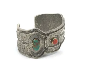 Terrence Campbell Bracelet Silver & Turquoise, Tufa Cast, Raven