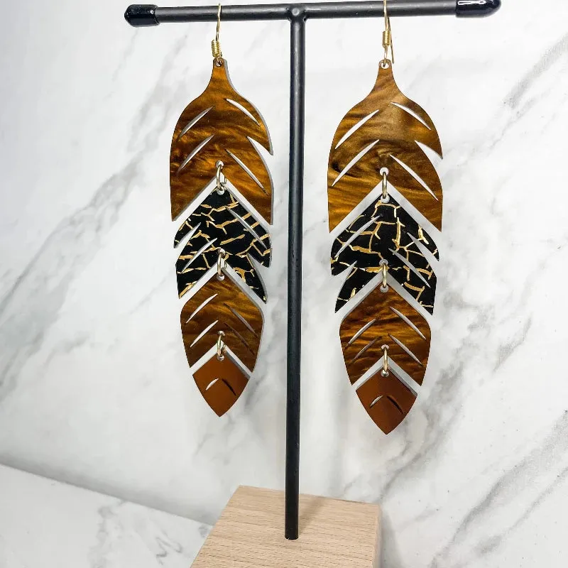 Tiered Feather Acrylic Earrings