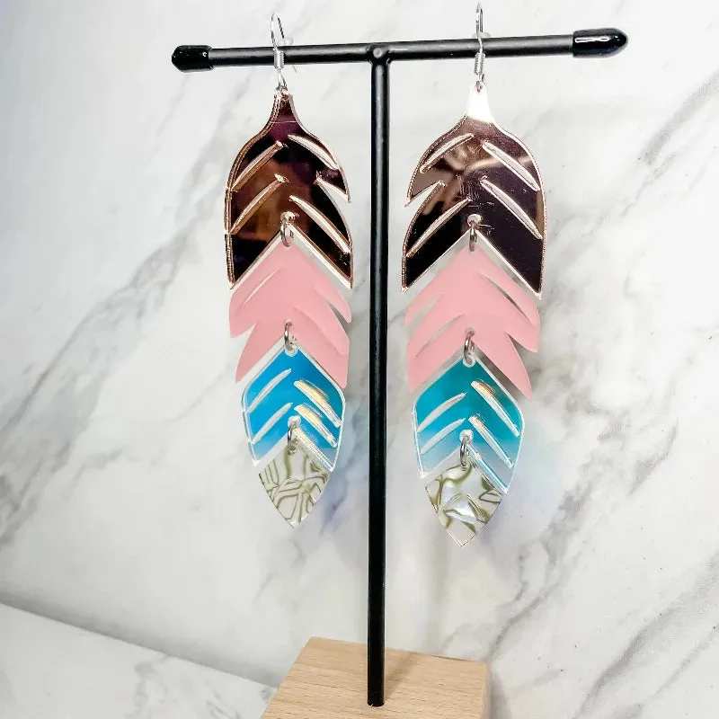 Tiered Feather Acrylic Earrings