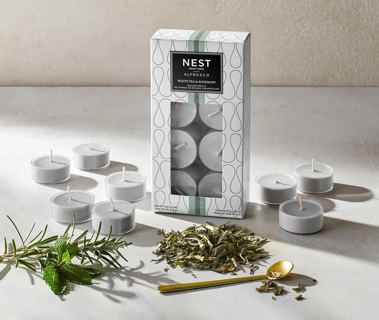 White Tea & Rosemary Alfresco Tealight Refill Nest New York